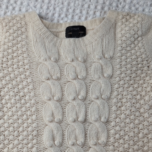 J. Crew Lambs Wool Handknit Cream Crewneck Sweater - Picture 8 of 12